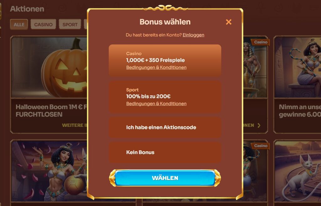 Registrierung Cleobetra bei Casino